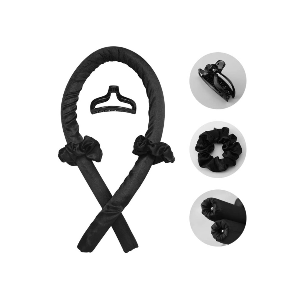💕 Heatless Black Satin Headband Hair Curler Kit For Women New Product